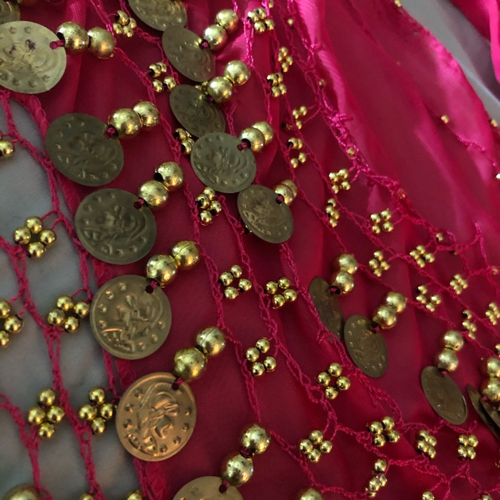 Scarf with gold coin embellishments